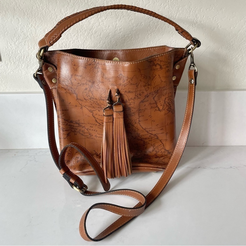 Patricia Nash Octavia, Map Brown with Crossbody Strap